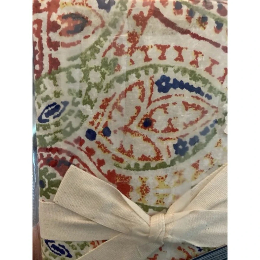 Pier 1 Pillow Sham Pair‎ Standard Size Paisley Red Green Couvre-oreiller NEW